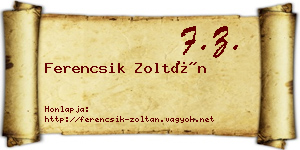 Ferencsik Zoltán névjegykártya